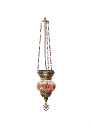 Lámpara turca colgante tricadena XS Rombos naranjo