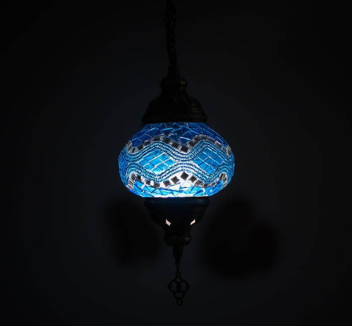 Lámpara turca de pie de 7 esferas S turquesa